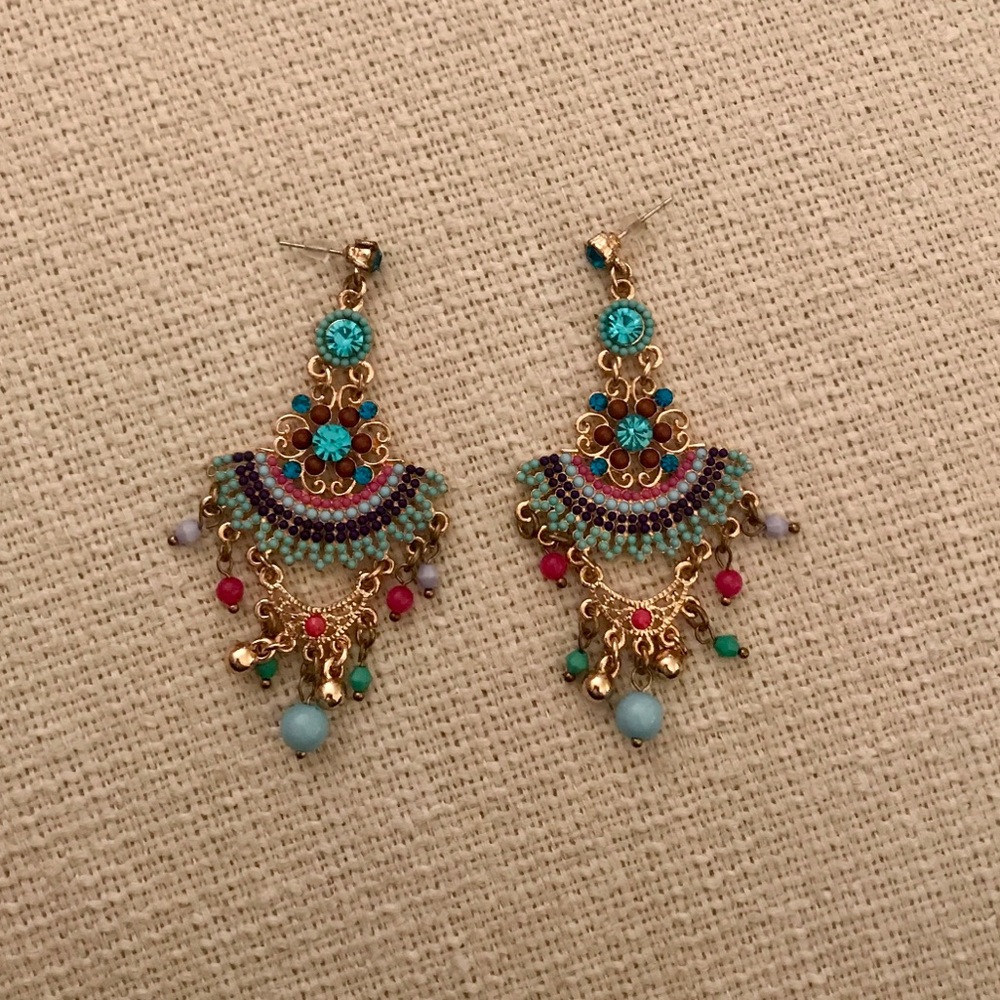 Pink blue turquoise earrings!